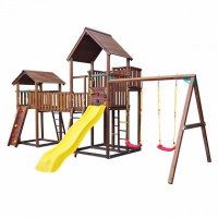 детский городок jungle gym jungle palace + jungle cottage (без горки) + bridge link (жесткий мост) +