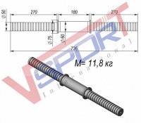 гриф гантели дамбл v-sport kf408