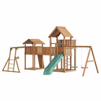 детский городок jungle gym jungle palace + jungle cottage (без горки) + bridge link (жесткий мост) +